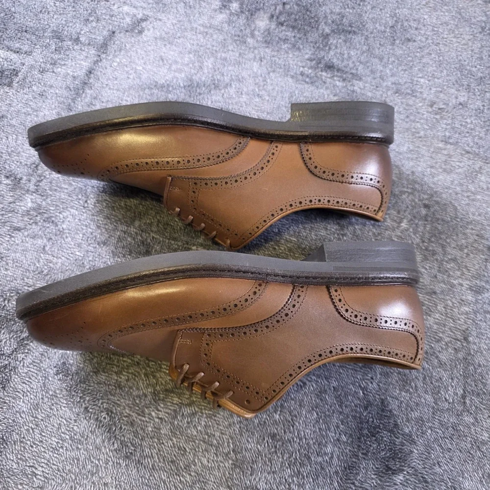 Polo Ralph Lauren Asher Wingtip Brown Leather Dress Shoes Size 8 D 41690-D24